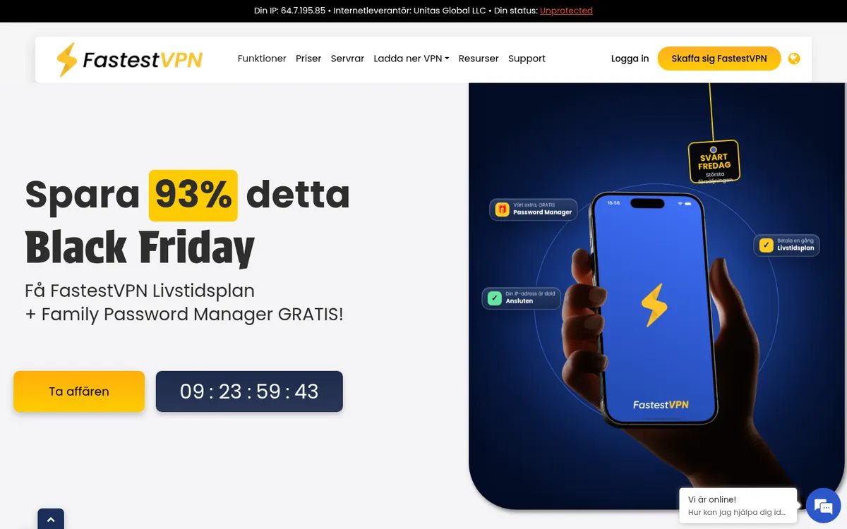 FastestVPN:s startsida på datorn – i vår jämförelse av bästa VPN
