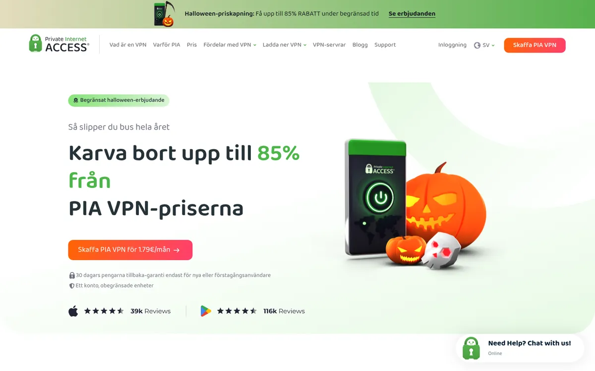 Private Internet Access startsida på datorn – i vår jämförelse av bästa VPN