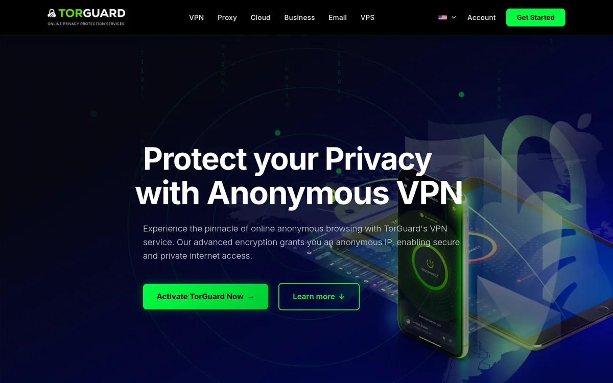 TorGuards startsida på datorn – i vår jämförelse av bästa VPN